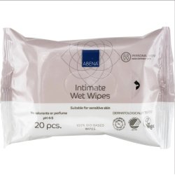 Intim v�dserviet, ABENA, Z-fold, 16x20cm, uden farve og parfume, med tape opening, 20 stk., engangs