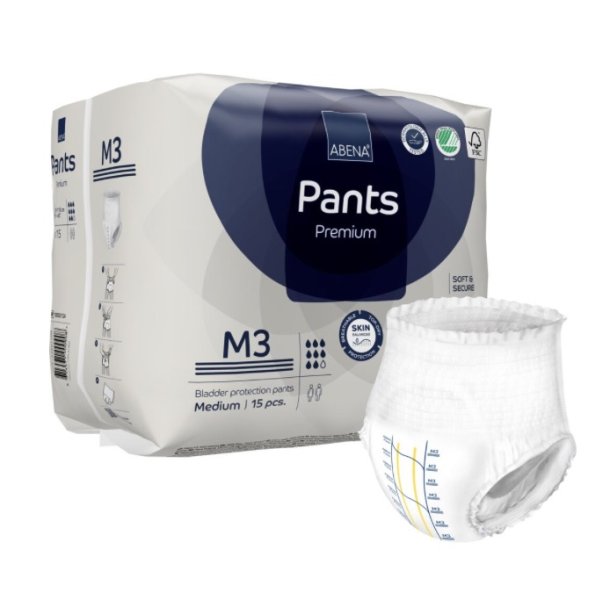 Bukseble, ABENA Pants Premium, M3, bl� farvekode 15 stk 